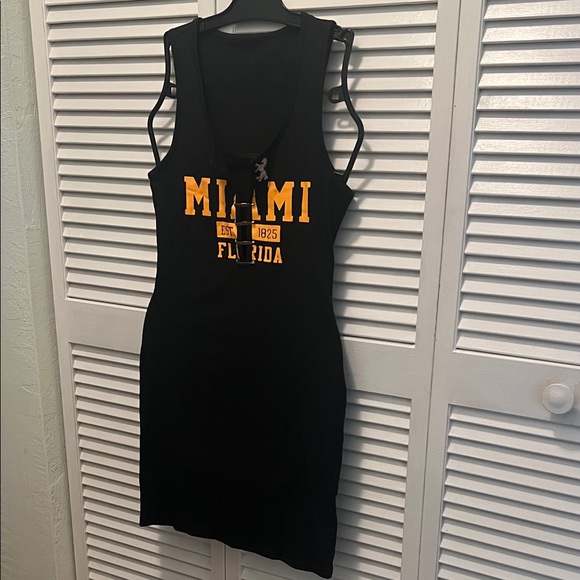 SHEIN Dresses & Skirts - # 0634 +Black Miami Sleeveless Dress W/ WHT Art sew on patch .